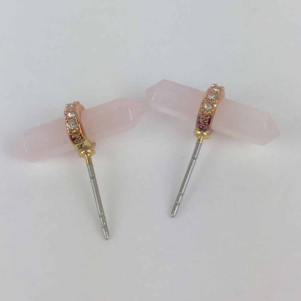 Rebecca Minkoff  Rose Quartz pave Stud Earrings